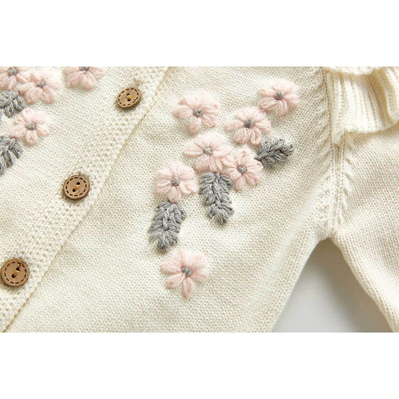 New Spring Autumn Infant Baby Girls Knit Long Sleeve Flower Coat - Cutest kids 