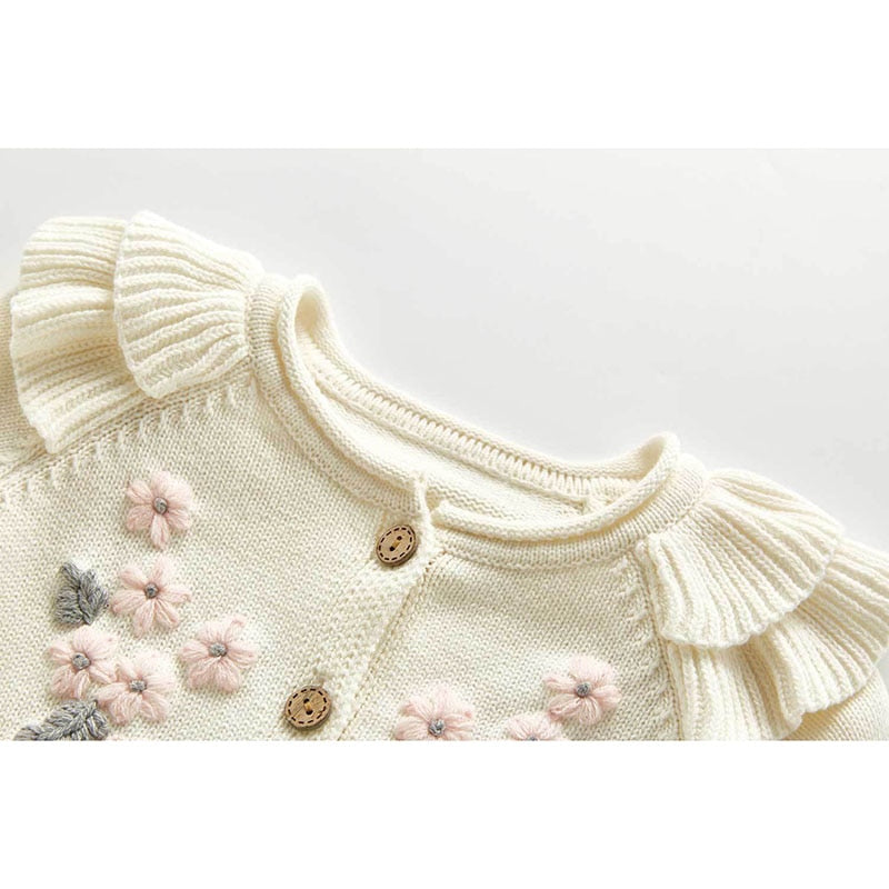 New Spring Autumn Infant Baby Girls Knit Long Sleeve Flower Coat - Cutest kids 