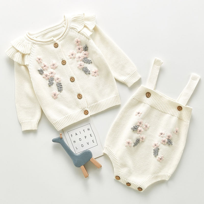 New Spring Autumn Infant Baby Girls Knit Long Sleeve Flower Coat - Cutest kids 